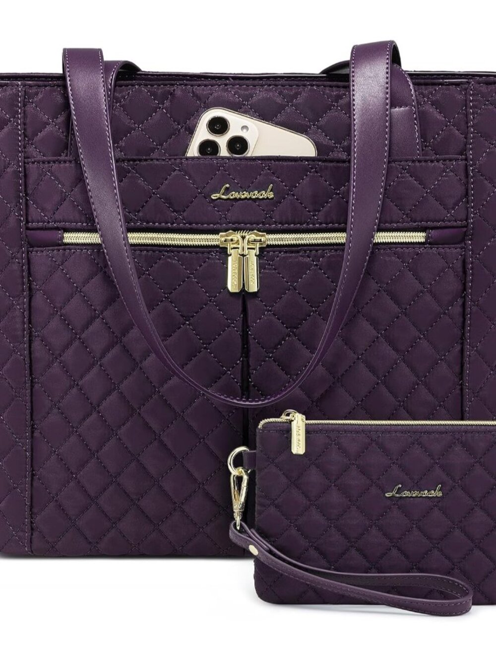 Laptop Bag for Women 17 inch,Diamond Quilted Work Tote Bags Womens Laptop Tote B